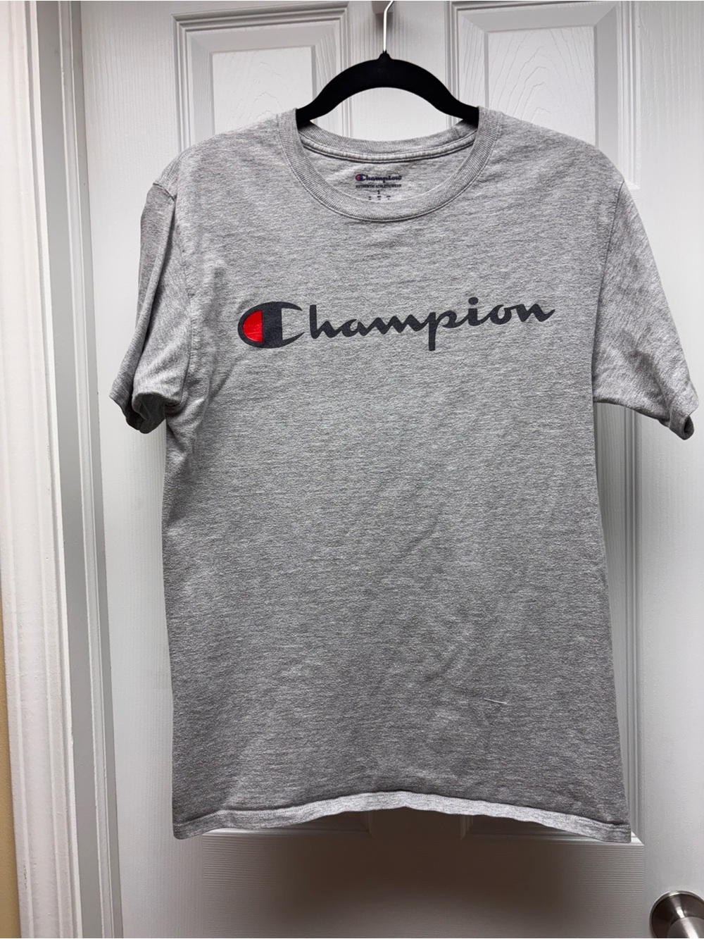 Champion Gray Logo T-Shirt | Men’s Small | Classic Script Graphic Tee